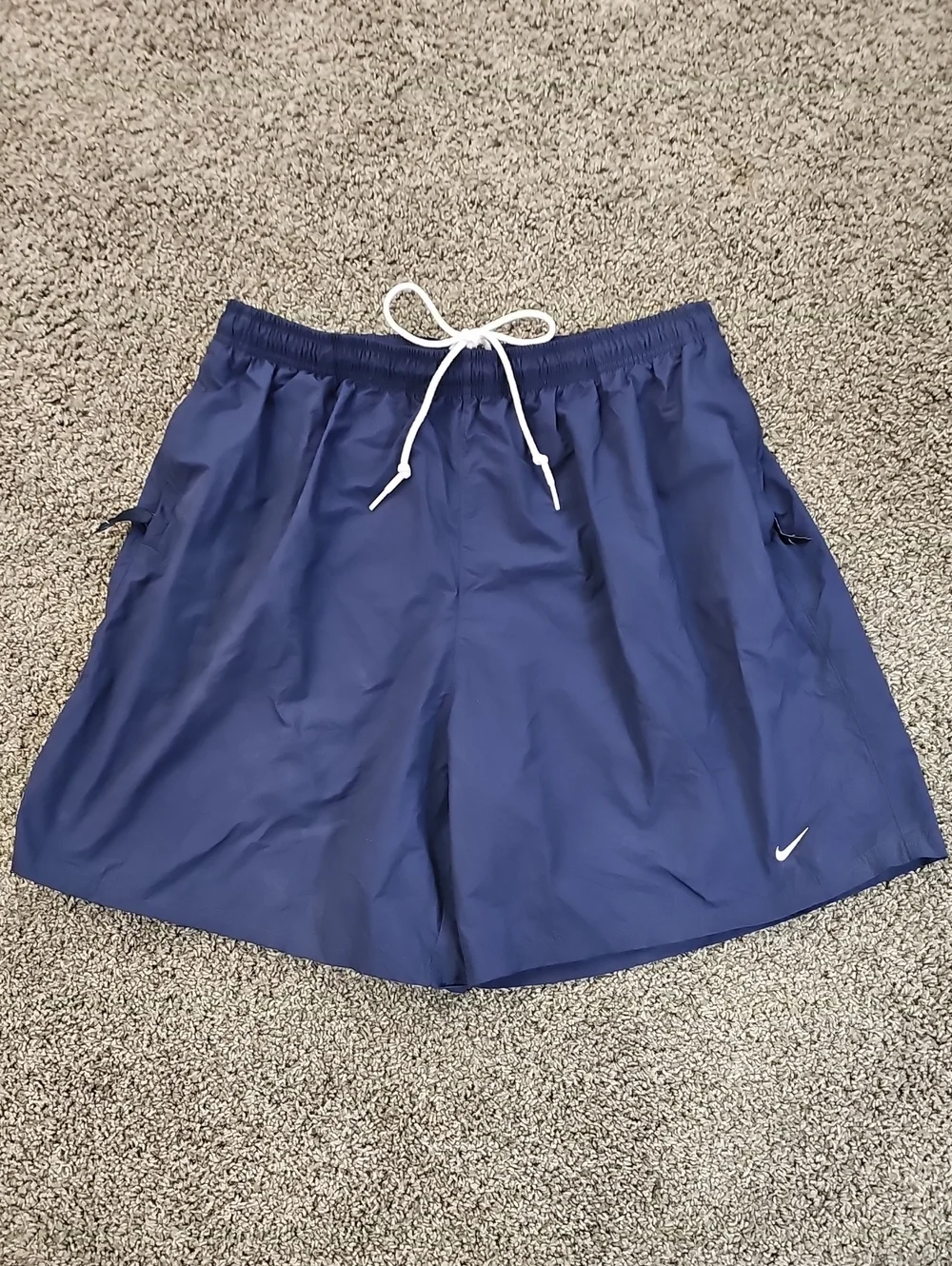 EUC Mens Vintage NIKE Blue Mesh Lined Back Spellout Swim Trunks XXL Swim Shorts